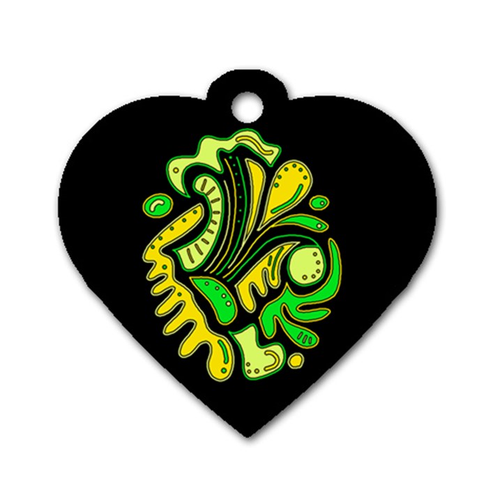 Yellow and green spot Dog Tag Heart (One Side)