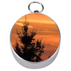 Christmas Tree And Sunset Silver Compasses by picsaspassion