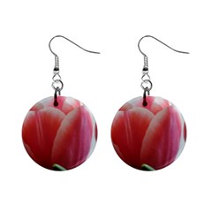 Red - White Tulip Flower Mini Button Earrings by picsaspassion