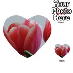 Red - White Tulip flower Multi-purpose Cards (Heart)  Back 45