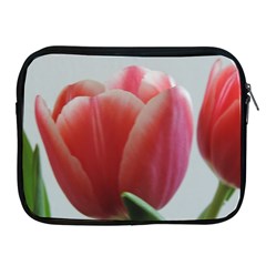 Red - White Tulip Flower Apple Ipad 2/3/4 Zipper Cases by picsaspassion