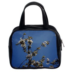 White Cherry Flowers And Blue Sky Classic Handbags (2 Sides) by picsaspassion