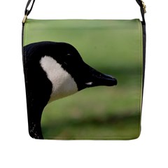 Goose, Black And White Flap Messenger Bag (l)  by picsaspassion