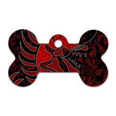 Red Dragon Dog Tag Bone (one Side) by Valentinaart