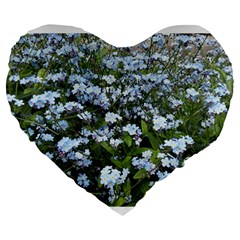 Blue Forget-me-not Flowers Large 19  Premium Flano Heart Shape Cushions