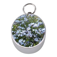 Little Blue Forget-me-not Flowers Mini Silver Compasses by picsaspassion