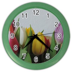 Colorful Bouquet Tulips Color Wall Clocks