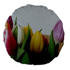 Colorful Bouquet Tulips Large 18  Premium Flano Round Cushions