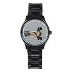 Wild Duck swimming in lake Stainless Steel Round Watch Front