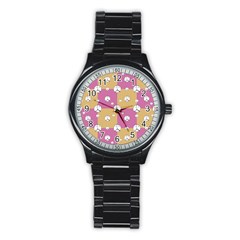 Symbol Peace Drawing Pattern Stainless Steel Round Watch by dflcprints
