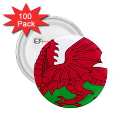 Flag Of Wales 2 25  Buttons (100 Pack)  by abbeyz71