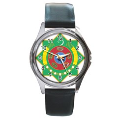 National Emblem Of Turkmenistan  Round Metal Watch by abbeyz71