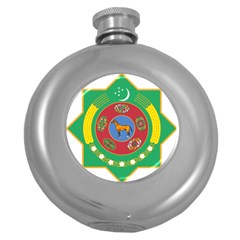 National Emblem of Turkmenistan  Round Hip Flask (5 oz)