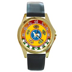 National Emblem Of Turkmenistan, 1992-2000 Round Gold Metal Watch by abbeyz71