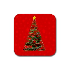 Xmas Tree 3 Rubber Coaster (square)  by Valentinaart