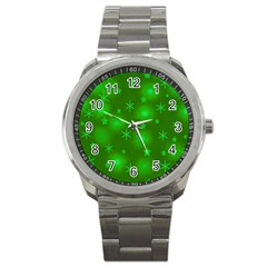 Green Xmas Design Sport Metal Watch by Valentinaart