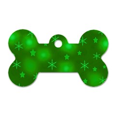 Green Xmas Design Dog Tag Bone (two Sides)