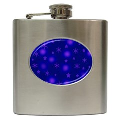 Blue Xmas Design Hip Flask (6 Oz) by Valentinaart