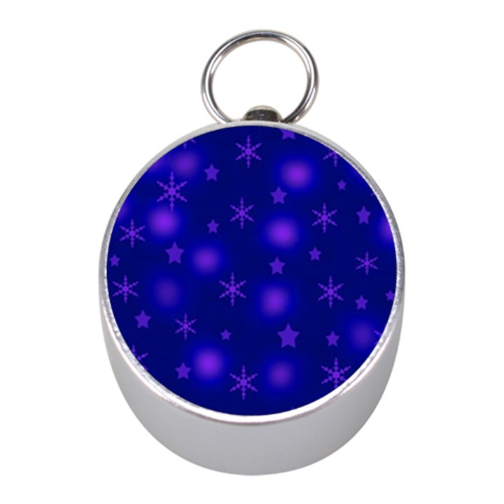 Blue Xmas design Mini Silver Compasses