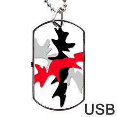 Gray, Red And Black Shape Dog Tag Usb Flash (two Sides)  by Valentinaart