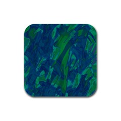 Green And Blue Design Rubber Square Coaster (4 Pack)  by Valentinaart