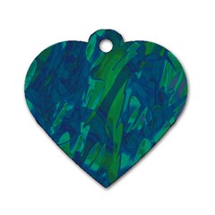 Green And Blue Design Dog Tag Heart (two Sides)