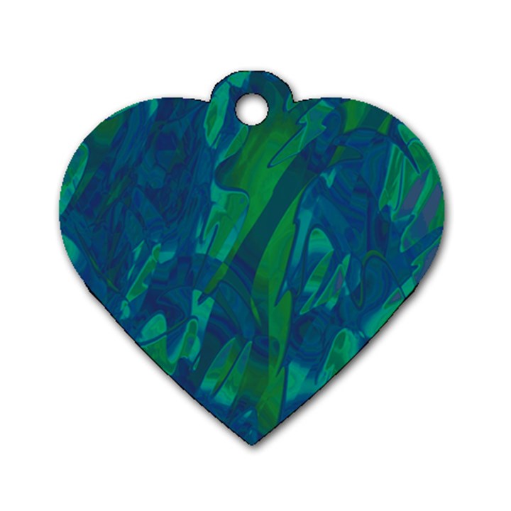 Green and blue design Dog Tag Heart (Two Sides)