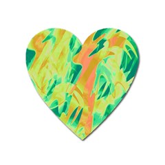 Green And Orange Abstraction Heart Magnet by Valentinaart