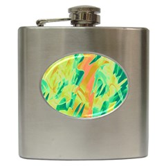 Green And Orange Abstraction Hip Flask (6 Oz) by Valentinaart