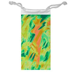 Green And Orange Abstraction Jewelry Bags by Valentinaart