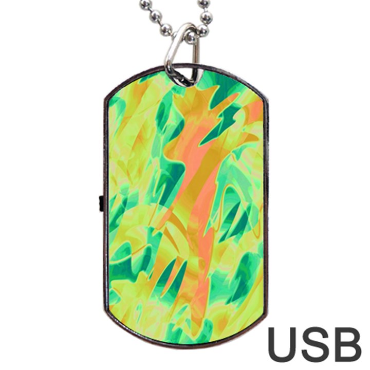 Green and orange abstraction Dog Tag USB Flash (One Side)