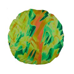 Green And Orange Abstraction Standard 15  Premium Round Cushions by Valentinaart