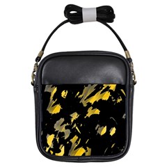 Painter Was Here - Yellow Girls Sling Bags by Valentinaart