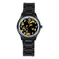 Painter Was Here - Yellow Stainless Steel Round Watch by Valentinaart