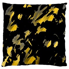 Painter Was Here - Yellow Large Flano Cushion Case (one Side) by Valentinaart