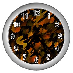 Abstract Autumn  Wall Clocks (silver)  by Valentinaart