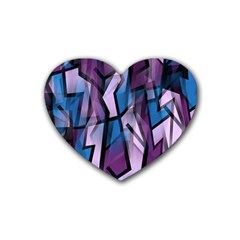 Purple Decorative Abstract Art Rubber Coaster (heart)  by Valentinaart