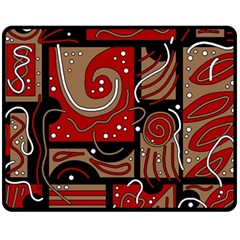 Red And Brown Abstraction Fleece Blanket (medium)  by Valentinaart