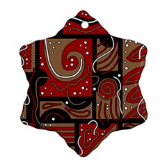 Red And Brown Abstraction Ornament (snowflake)  by Valentinaart