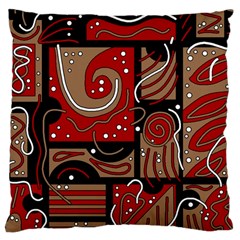 Red And Brown Abstraction Large Cushion Case (two Sides) by Valentinaart