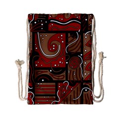 Red And Brown Abstraction Drawstring Bag (small) by Valentinaart