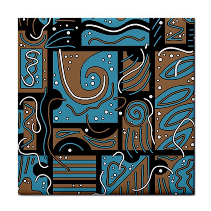 Blue and brown abstraction Tile Coasters