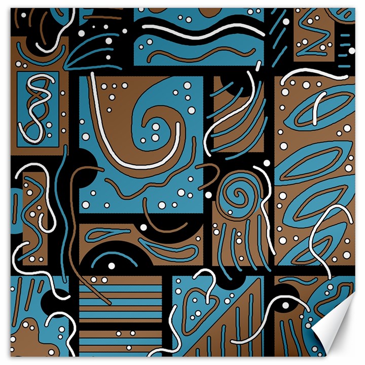 Blue and brown abstraction Canvas 20  x 20  