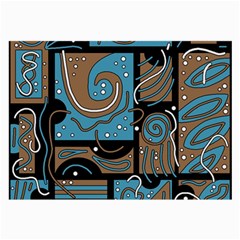 Blue And Brown Abstraction Large Glasses Cloth (2-side) by Valentinaart