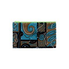 Blue And Brown Abstraction Cosmetic Bag (xs) by Valentinaart