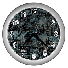 Blue town Wall Clocks (Silver) 