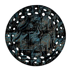 Blue town Round Filigree Ornament (2Side)