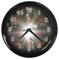 Sun Rays Through White Cherry Blossoms Wall Clocks (black)