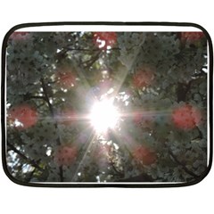 Sun Rays Through White Cherry Blossoms Double Sided Fleece Blanket (mini)  by picsaspassion