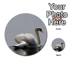 Swimming White Swan Multi-purpose Cards (round)  by picsaspassion